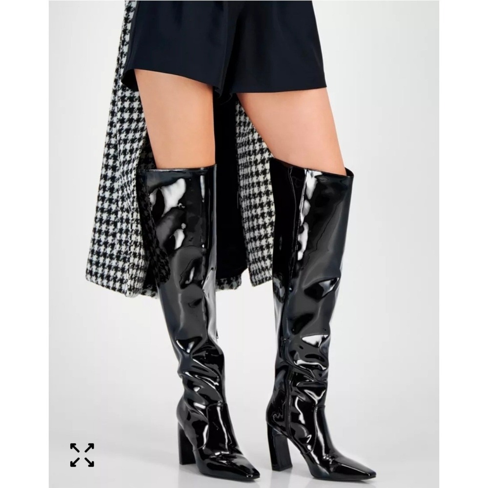 INC International Concepts Orisa Black Patent Leather Over‎ The Knee Boots  9.5M
